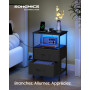 SONGMICS Lot de 2 Tables de Chevet, Multiprise, Éclairage LED Réglable | Lot de 2 Tables de Nuit, 1 Étagère Ouverte et 2 Tiroirs