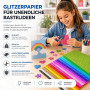 50x Papier pailleté au format A4 : Papier pailleté coloré de 250 g/m² - Idéal pour l'artisanat et la conception créative - Carto