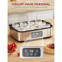 FOHERE Yaourtière 12 pots 180 ml, 25W Machine à Yaourt Maison, Programmable, Ecran LCD, Corps en Acier Inoxydable, Sans BPA, Com