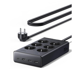 UGREEN 10 EN 1 Multiprise 6 Prises AC 4 USB 20W avec Interrupteur 3680W 16A | 1 USB C 3 USB A, USB-C PD 20W, 1.4M Rallonge Bloc 