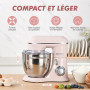 Robot Pâtissier 1300W avec Bol Inox 5L, 10 Vitesses + Pulse, Robot de Cuisine Multifonction avec Fouet, Batteur et Crochet Pétri