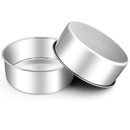 Joyfair Lot de 2 moules à gâteau ronds en acier inoxydable - 20 cm de haut - 7 cm de haut - Pour anniversaire, mariage, Noël - S
