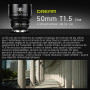 7artisans 50 mm T1.5 Dream Series Objectif Cinéma, Plein Format et Grande Ouverture, Objectif à Focale Fixe à Mise au Point Manu