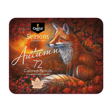Castle Art Supplies 72 Crayons de couleur pour adultes – Automne | Mines tendres à base de cire dans une palette automnale, rang