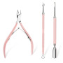 luxwo 3 Pcs Pinces à Cuticules, Coupe-cuticules avec Poussoir (rose) | Coupe Cuticule Ongle en Acier Inoxydable, avec Repousse-c