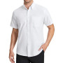 HISDERN Chemise Oxford À Manches Courtes Homme Classique Coupe Régulière Chemisette Manch Courte Uni pour Homme avec Poche