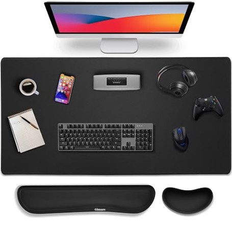 Gimars XXL 800x300mm Tapis de Souris 3 en 1 avec Repose Poignet Clavier Souris Ergonomique, Mémoire en Mousse Confortable pour S