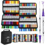Ohuhu Feutres Coloration 160 Fineliner & Brosse Aqueux pour Art | Double Pointe pour Ombrage Mélange & Détail Inodore & Non Toxi