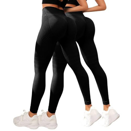 riou Lot de 2 Legging Anti-Cellulite Original pour Femme, Compession 3D pour Femme, Minceur Taille Haute, sans Couture, Pantalon