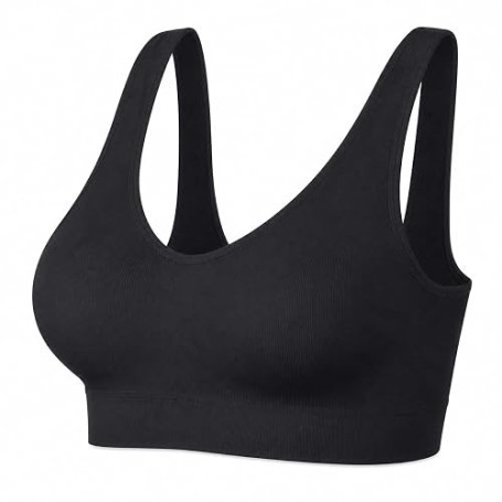 Soutiens-Gorge de Sport sans Armature - Taille L Noir Débardeur Brassière | Matière extensible, douce au toucher et agréable à p