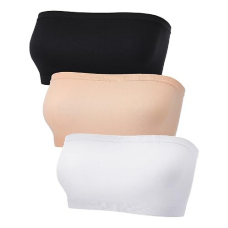 Geyoga 3 Pcs Soutien-Gorge Bandeau sans Bretelles Soutien-Gorge Tube Non Rembourré Extensible Brassières sans Couture