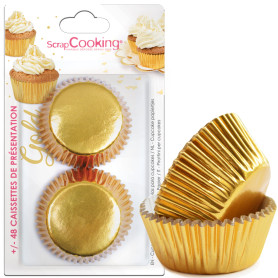 ScrapCooking - Lot de 48 Caissettes Dorées pour Cupcakes & Muffins - Décorations Étuis Tasses en Papier pour Pâtisseries - Caiss