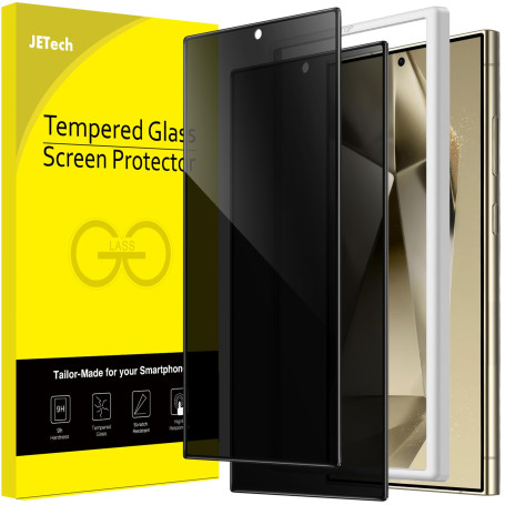 JETech Verre Trempé Anti-Espion pour Samsung Galaxy S24 Ultra, Lot de 2 | 9H Protection D'écran, Compatible Déverrouillage Empre