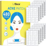 LitBear Lot de 480 patchs hydrocolloïdes pour l'acné et l'acné, 3 tailles, pour couvrir les boutons, les imperfections et l'acné