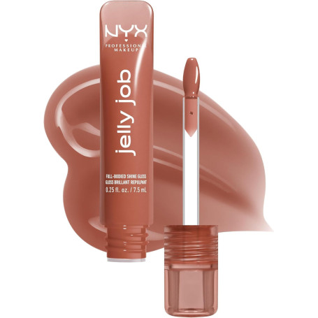NYX Professional Makeup Jelly Job Gloss Haute Brillance Toast 'n Jelly 04 | Infusé en peptides, Applicateur spatule silicone, Fo