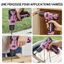 DEKO Caisse a Outil Rose avec Perceuse Visseuse Multifonction Sans Fil 8V, 126 Pièces Malette Outils complete, Ensemble d'Outils