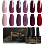 Shining She Vernis Semi Permanent, 6 Couleurs Rose Nude Taupe Bourgogne Rouge Violet Pailleté Gel UV Semi Permanent Soak Off UV/