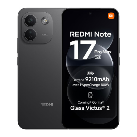 REDMI Note 17 Pro Max 5G, Smartphone 8+512 Go, Noir, Batterie 9210 mAh | Snapdragon® 6 Gen 5, appareil photo 50 MP avec OIS, Hyp