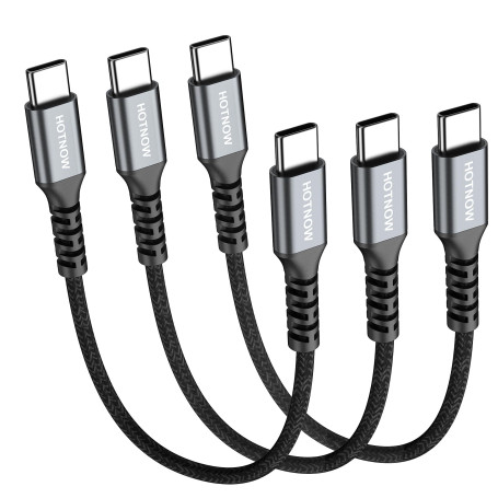 Câble USB C vers USB C 15cm 3 pièces, 65W Cable USB C Charge Rapide Court | Nylon Tressé,pour iPhone 17 16 15 Série,Galaxy S25 S