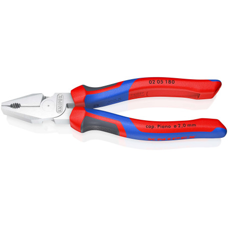 Knipex Pince universelle à forte démultiplication chromée, 02 05 180 | Avec poignées confort 180 mm