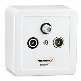 PremiumX PX3 Prise d'antenne - Satellite Prise à 3 Voies Prise d'antenne, Prise de Ligne Simple et de dérivation, Montage en Sur