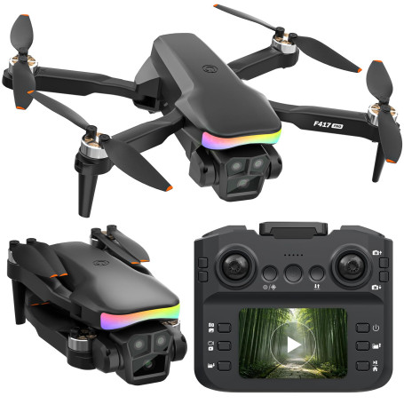 F417PRO FPV Mini Drone Caméra 1080P Ajustable, Télécommande écran LCD, Moteur sans Balais, Chargement Type‑C, Moins de 249g, Jou