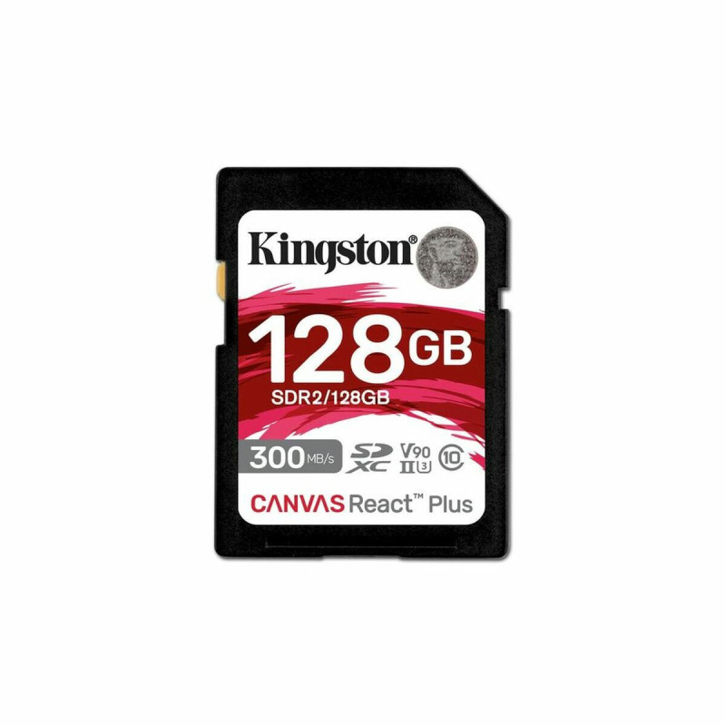 Kingston Technology 128GB Canvas React Plus SDXC UHS-II 300R/260W U3 V90 for Full HD/4K/8K