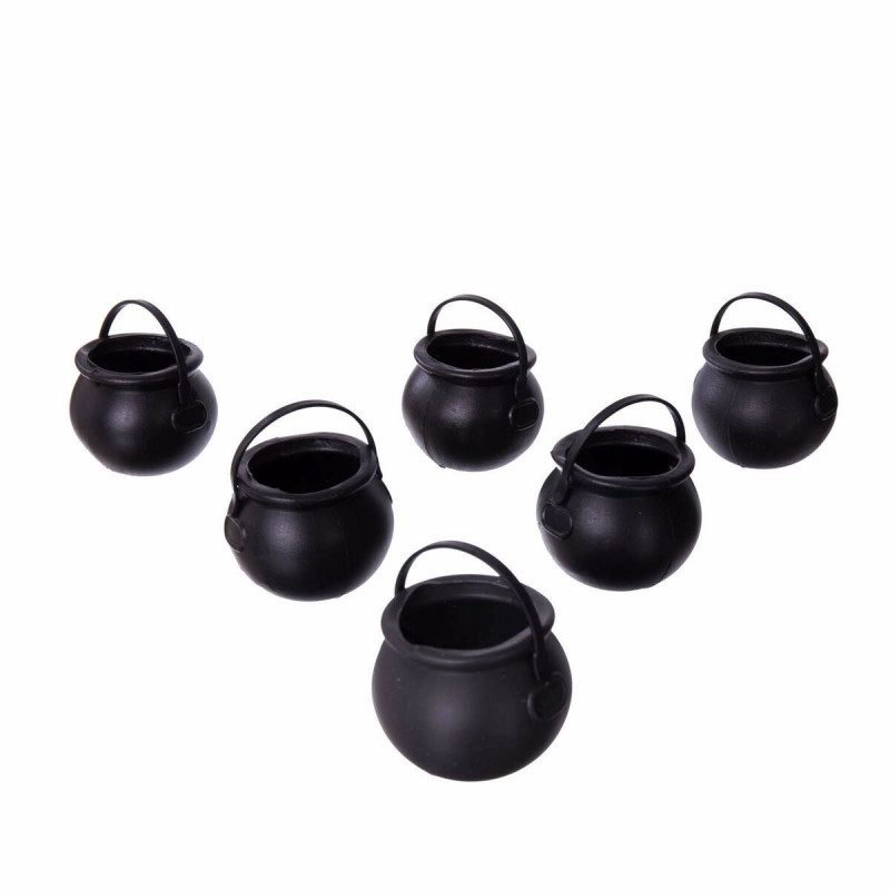 Décoration d'Halloween My Other Me Mini Cauldrons Noirs Avec des poignées (6 uds