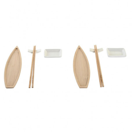 Set de sushi DKD Home Decor Céramique Naturel Blanc Bambou Oriental 67,99 €